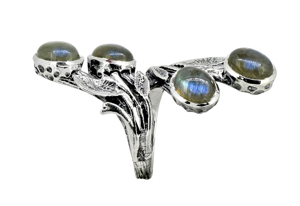 Labradorite Solid 925 Sterling Silver Bypass Ring Jewelry - YoTreasure