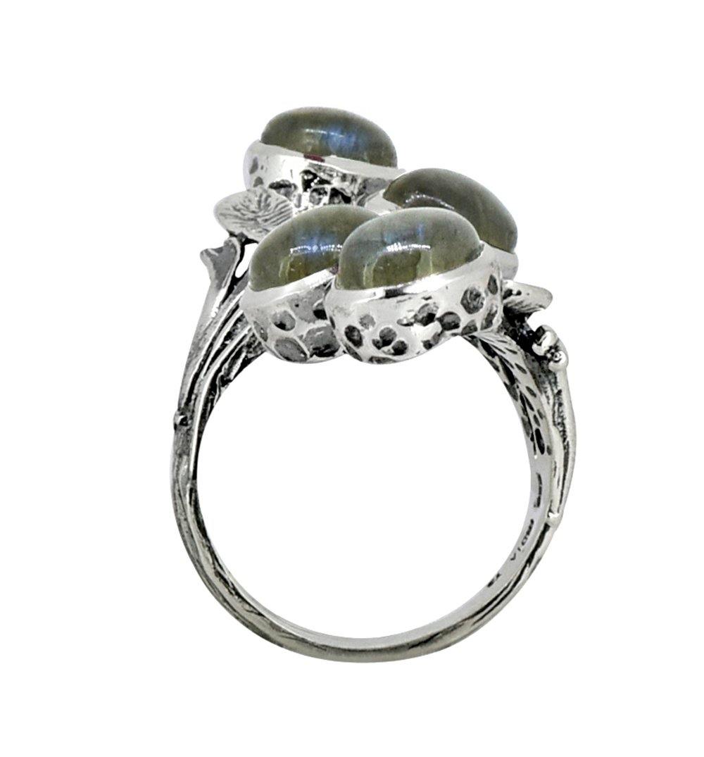 Labradorite Solid 925 Sterling Silver Bypass Ring Jewelry - YoTreasure