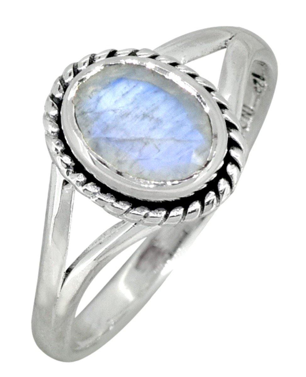 Rainbow Moonstone Solid 925 Sterling Silver Ring Jewelry - YoTreasure