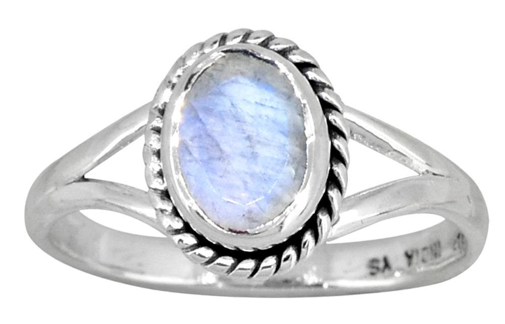Rainbow Moonstone Solid 925 Sterling Silver Ring Jewelry - YoTreasure