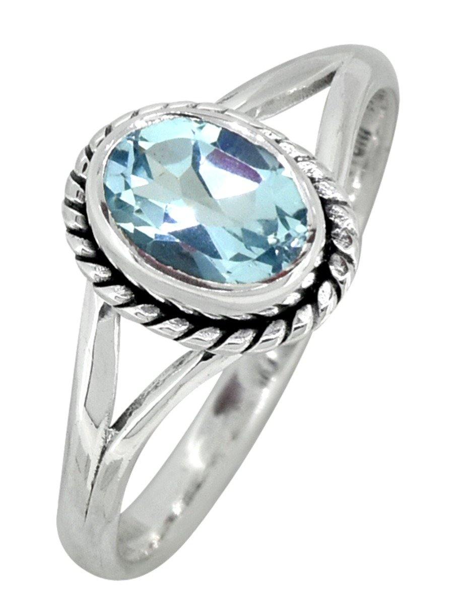 Blue Topaz Solid 925 Sterling Silver Split Shank Ring Jewelry - YoTreasure