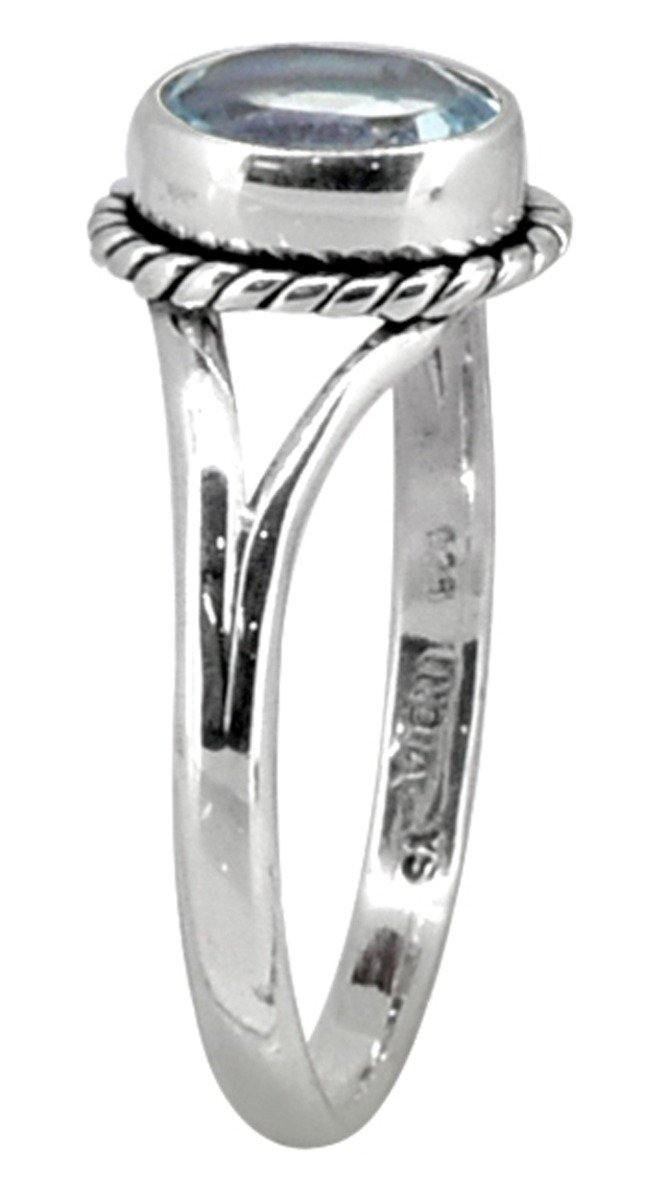 Blue Topaz Solid 925 Sterling Silver Split Shank Ring Jewelry - YoTreasure