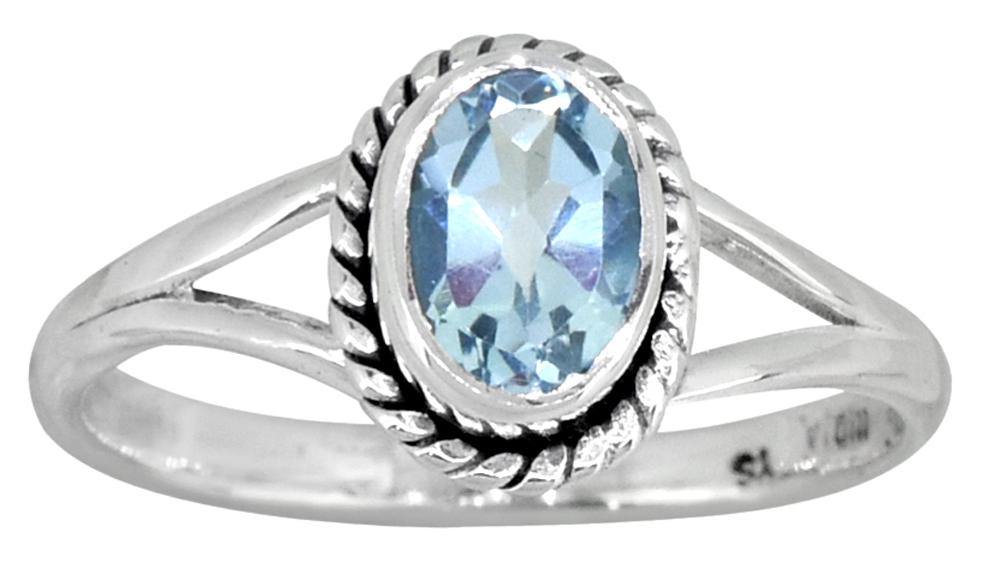Blue Topaz Solid 925 Sterling Silver Split Shank Ring Jewelry - YoTreasure