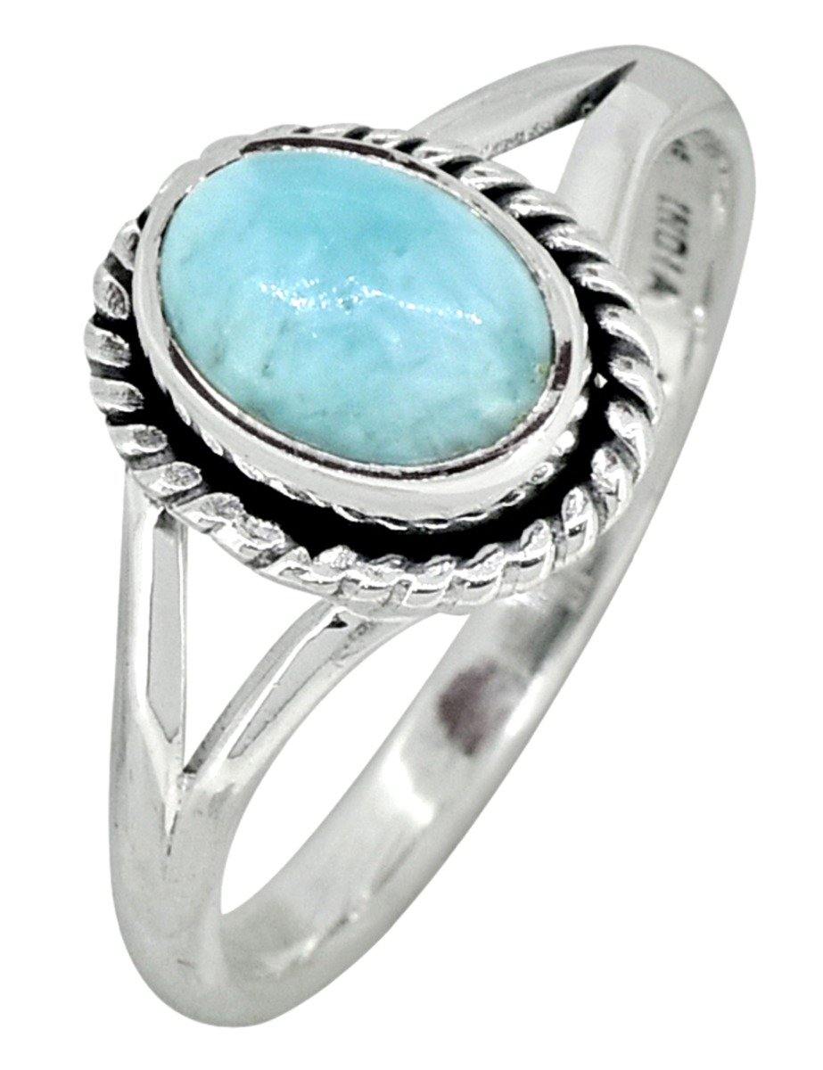 Natural Larimar Solid 925 Sterling Silver Ring Jewelry - YoTreasure