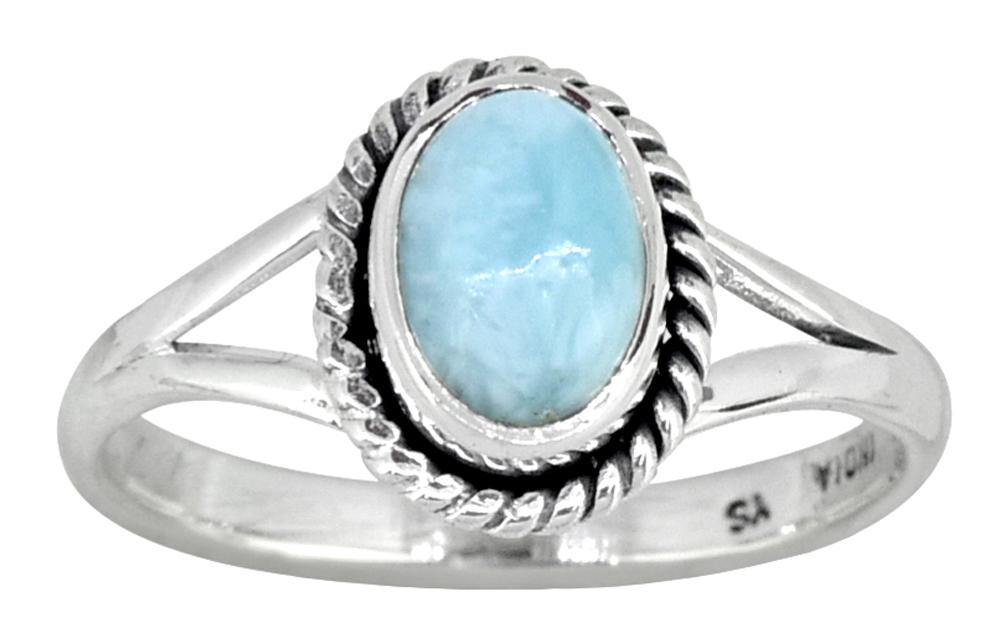 Natural Larimar Solid 925 Sterling Silver Ring Jewelry - YoTreasure