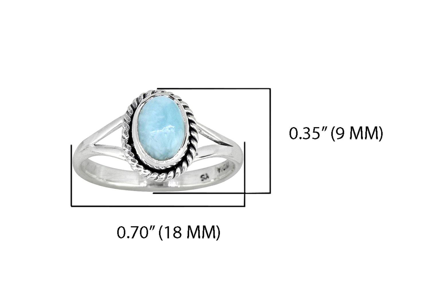 Natural Larimar Solid 925 Sterling Silver Ring Jewelry - YoTreasure
