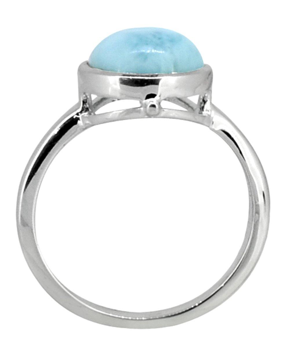 Natural Larimar Ring Solid 925 Sterling Silver Gemstone Jewelry - YoTreasure
