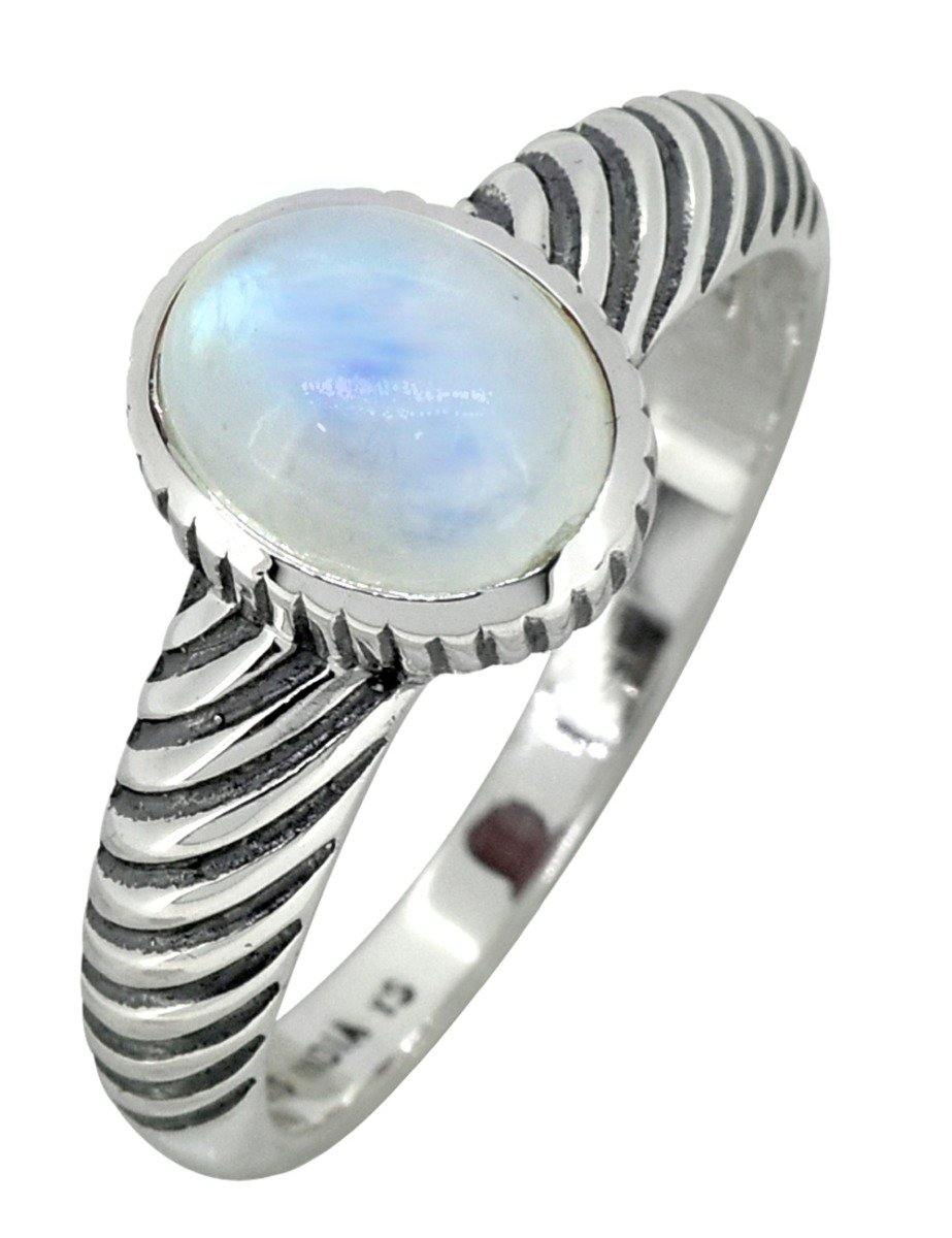 Rainbow Moonstone Solid 925 Sterling Silver Ring Jewelry - YoTreasure