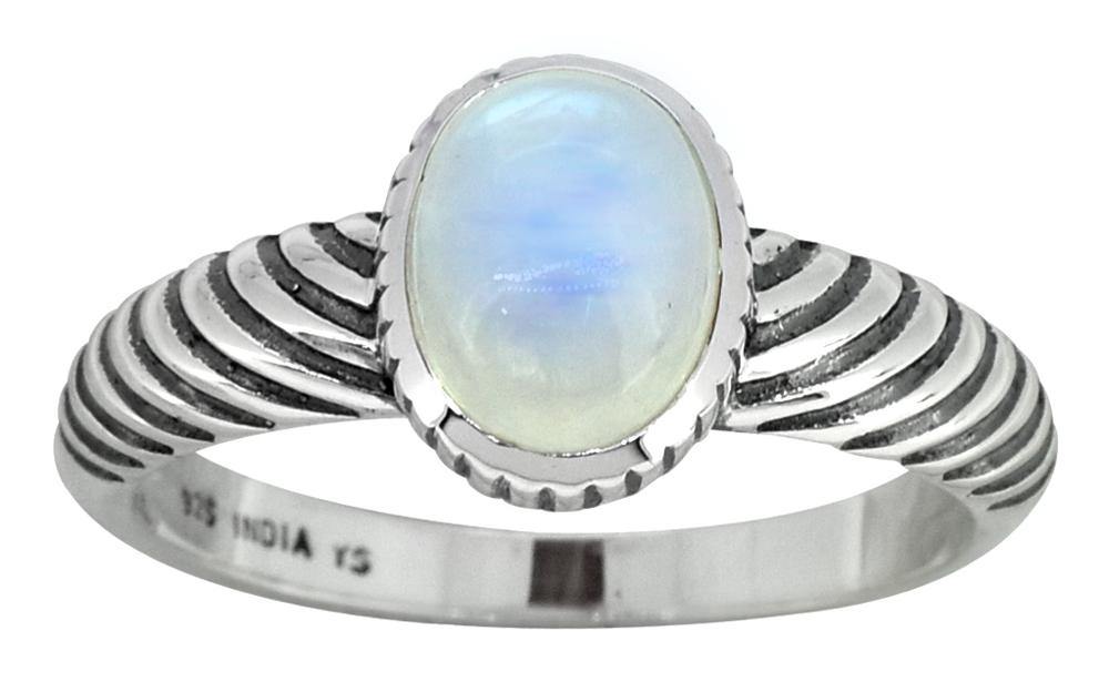 Rainbow Moonstone Solid 925 Sterling Silver Ring Jewelry - YoTreasure