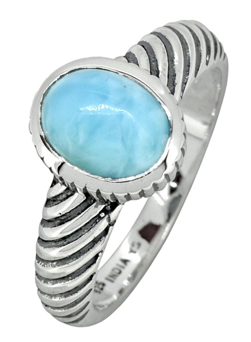 Natural Larimar Solid 925 Sterling Silver Ring Jewelry - YoTreasure