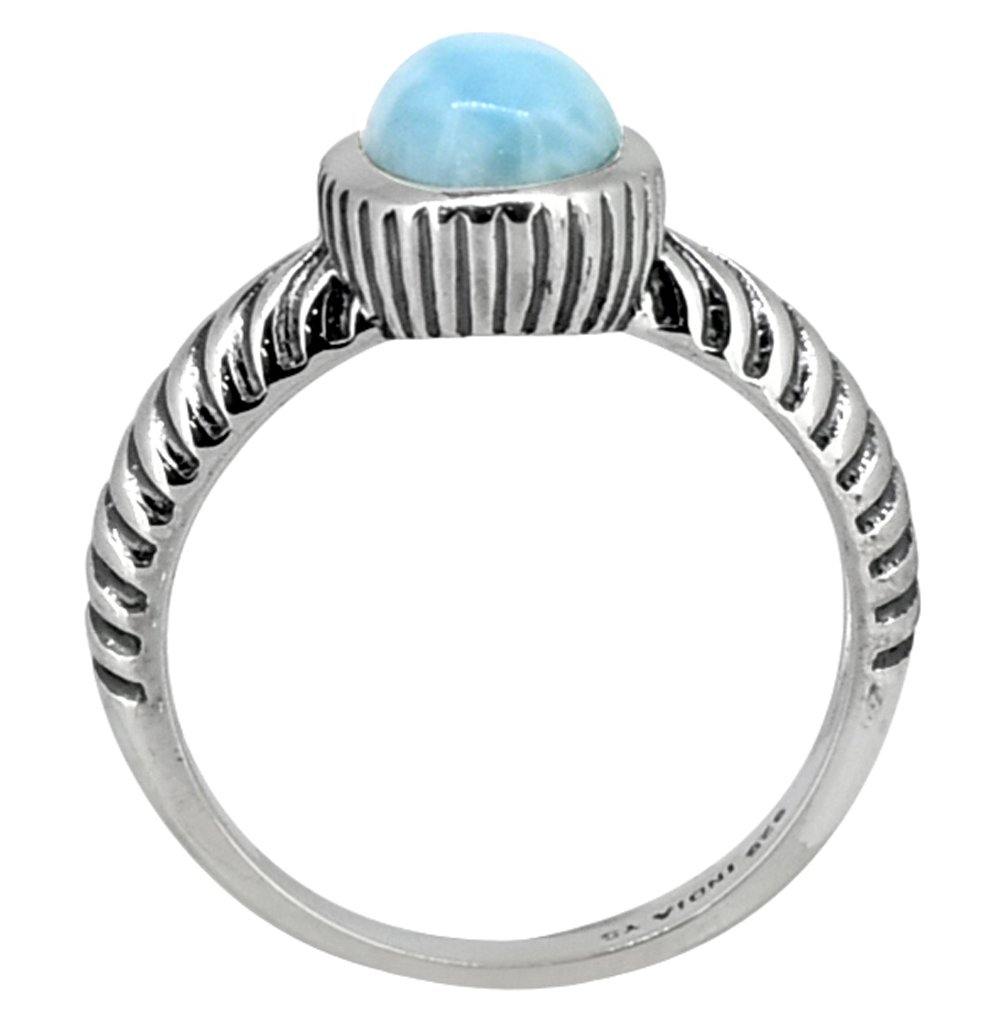 Natural Larimar Solid 925 Sterling Silver Ring Jewelry - YoTreasure