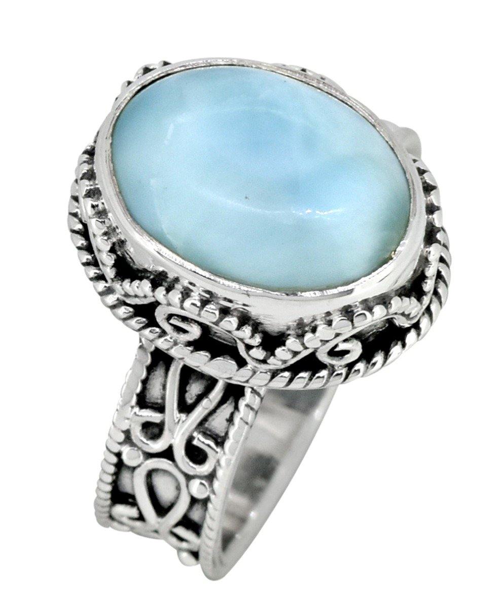 Natural Larimar Ring Solid 925 Sterling Silver Gemstone Jewelry - YoTreasure
