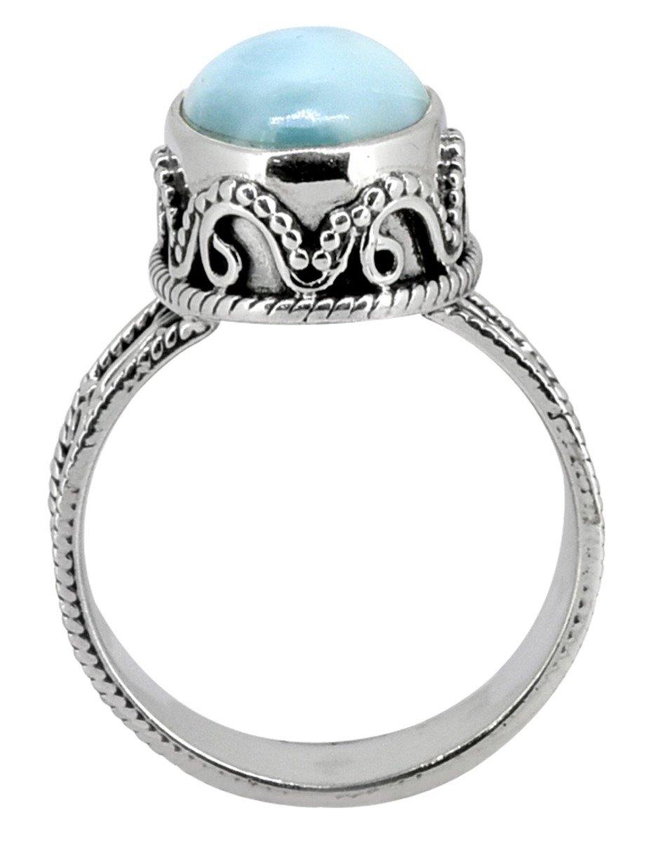 Natural Larimar Ring Solid 925 Sterling Silver Gemstone Jewelry - YoTreasure
