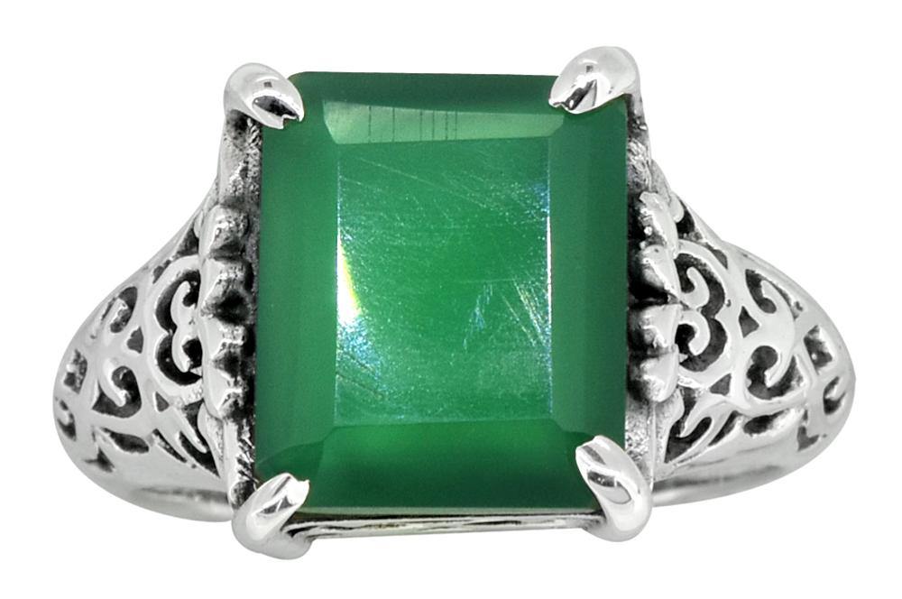 Green Onyx Ring Solid 925 Sterling Silver Gemstone Jewelry - YoTreasure