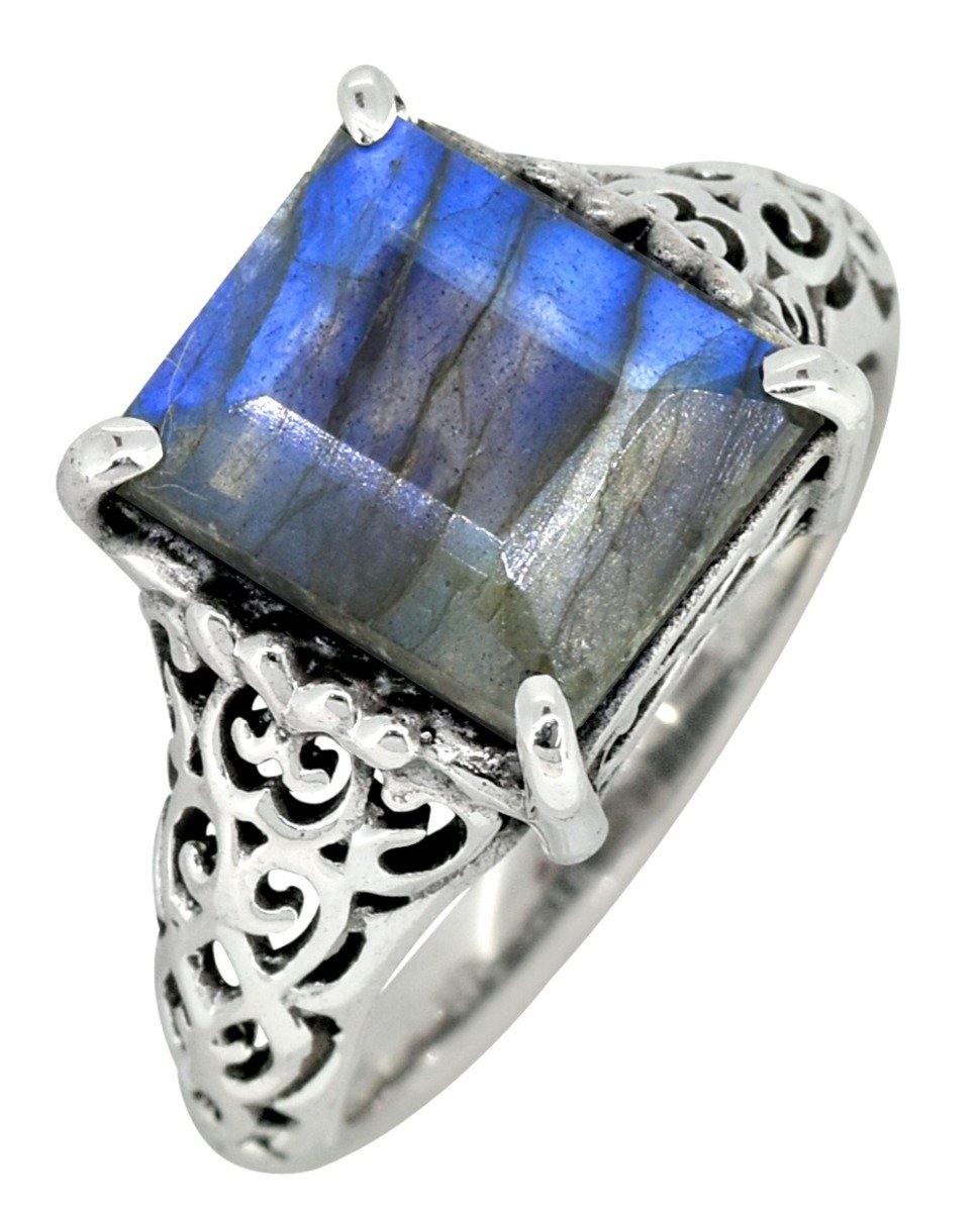 Labradorite Ring Solid 925 Sterling Silver Gemstone Jewelry - YoTreasure