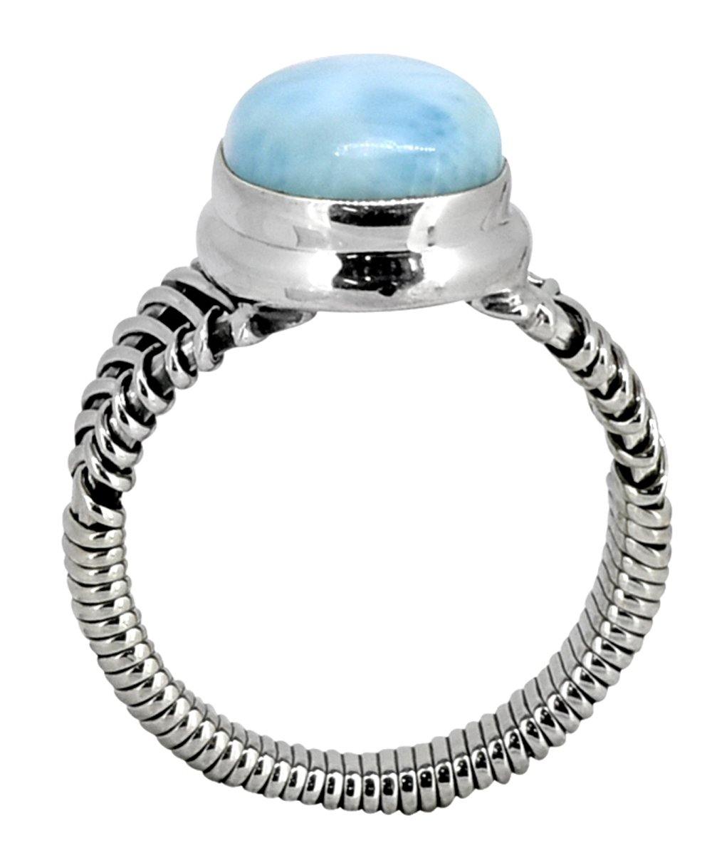 Natural Larimar Solid 925 Sterling Silver Ring Jewelry - YoTreasure