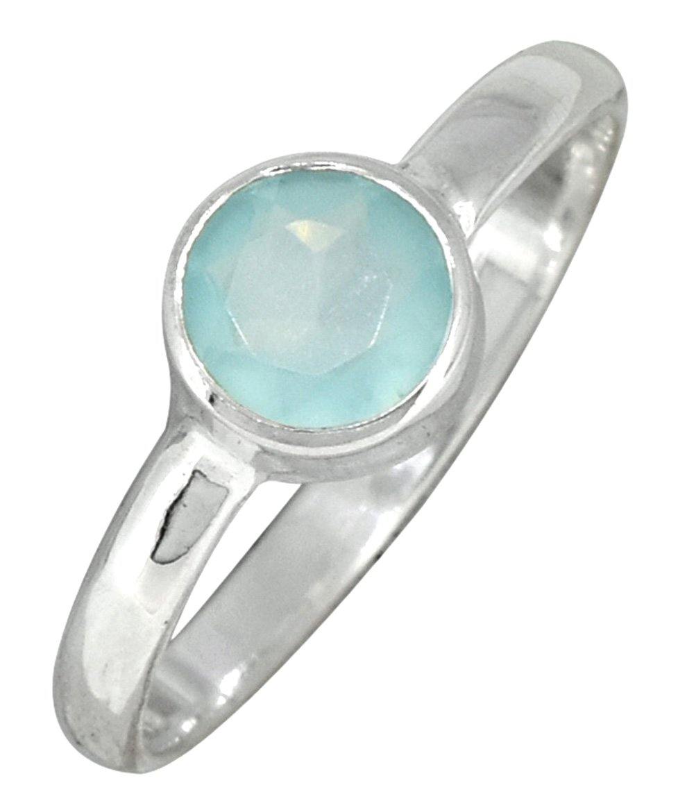 Aqua Chalcedony Ring Solid 925 Sterling Silver Gemstone Jewelry - YoTreasure