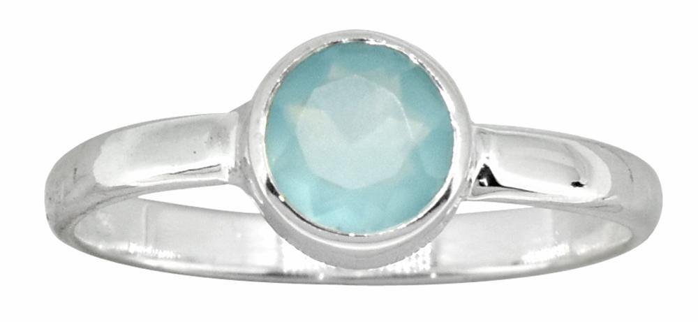 Aqua Chalcedony Ring Solid 925 Sterling Silver Gemstone Jewelry - YoTreasure