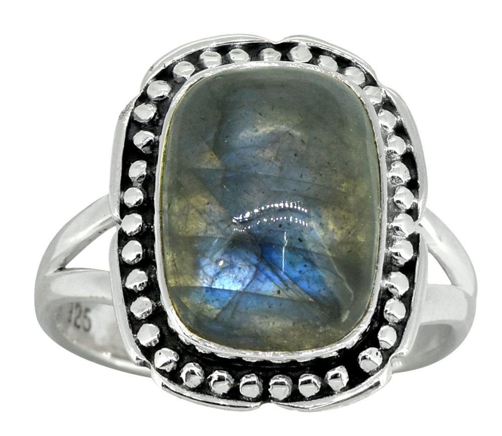 Blue Fire Labradorite Solid 925 Sterling Silver Ring Jewelry - YoTreasure