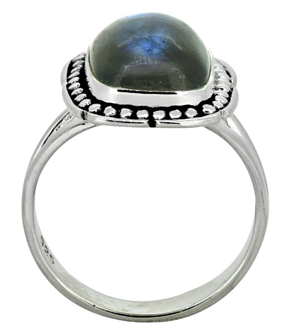 Blue Fire Labradorite Solid 925 Sterling Silver Ring Jewelry - YoTreasure