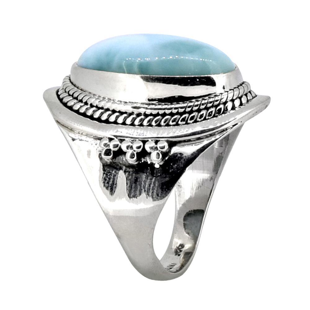 Natural Larimar Solid 925 Sterling Silver Ring Jewelry - YoTreasure