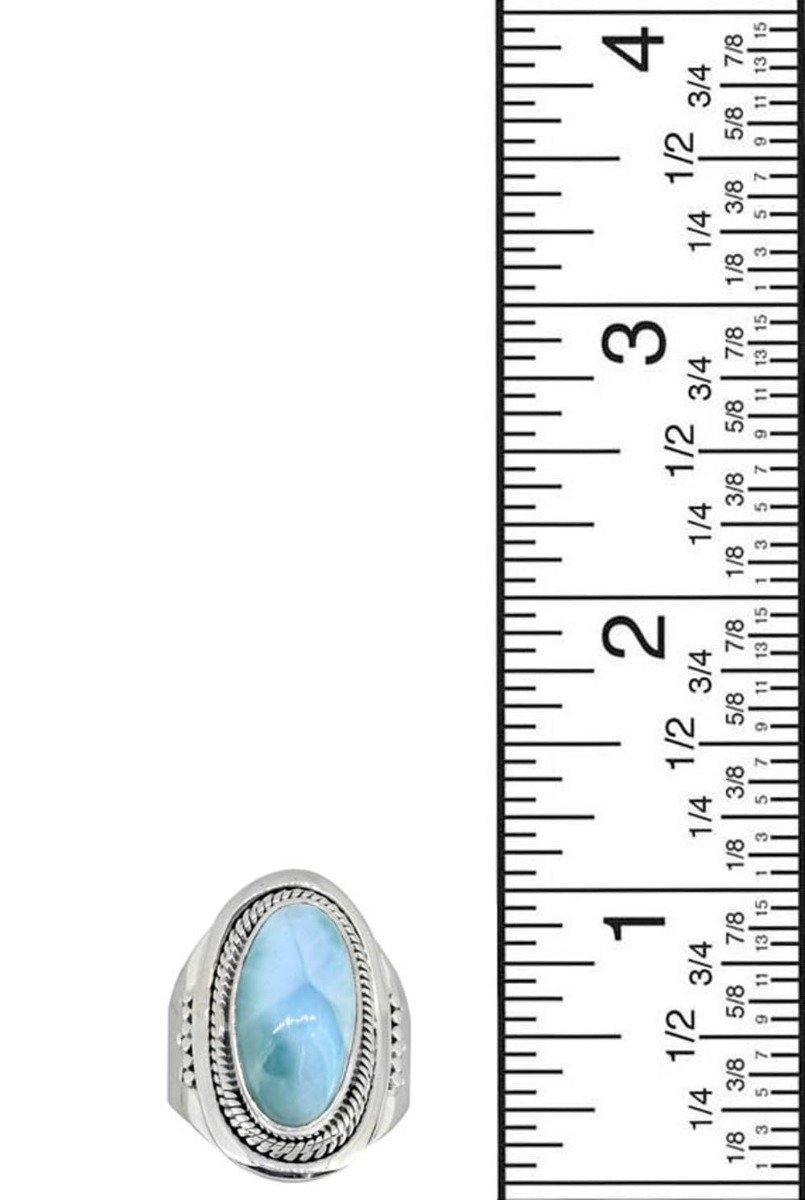Natural Larimar Solid 925 Sterling Silver Ring Jewelry - YoTreasure