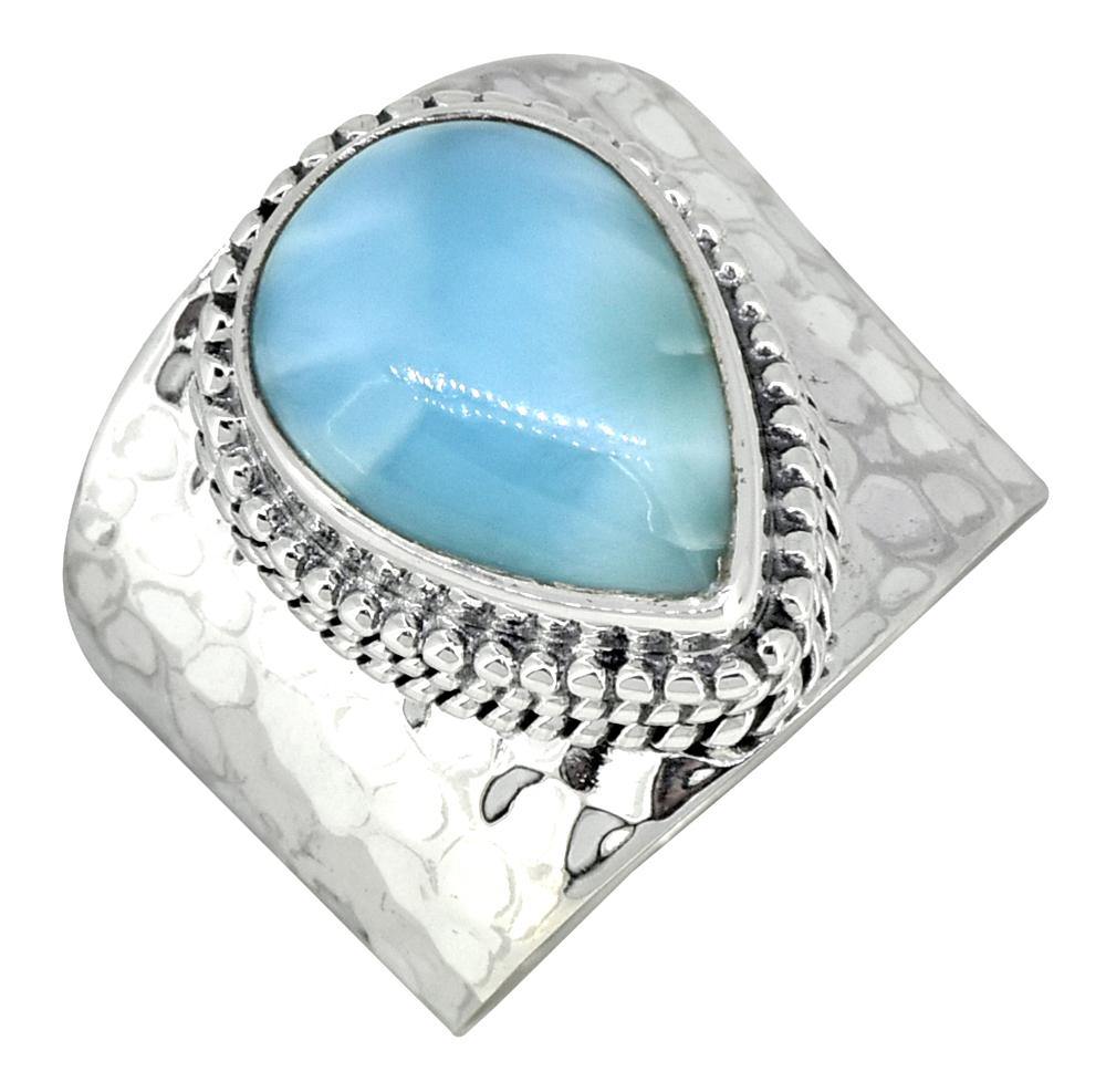 Natural Larimar Ring Solid 925 Sterling Silver Gemstone Jewelry - YoTreasure