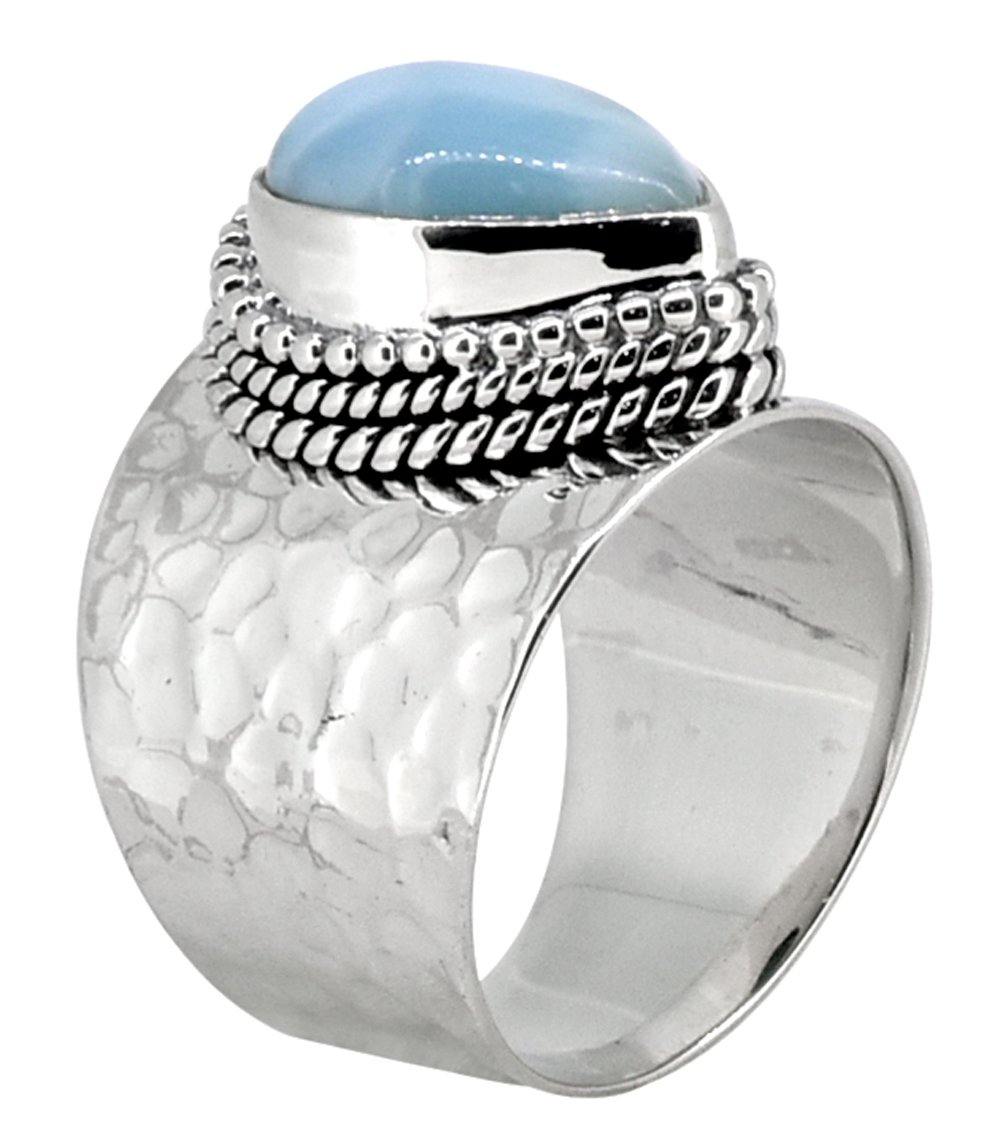 Natural Larimar Ring Solid 925 Sterling Silver Gemstone Jewelry - YoTreasure