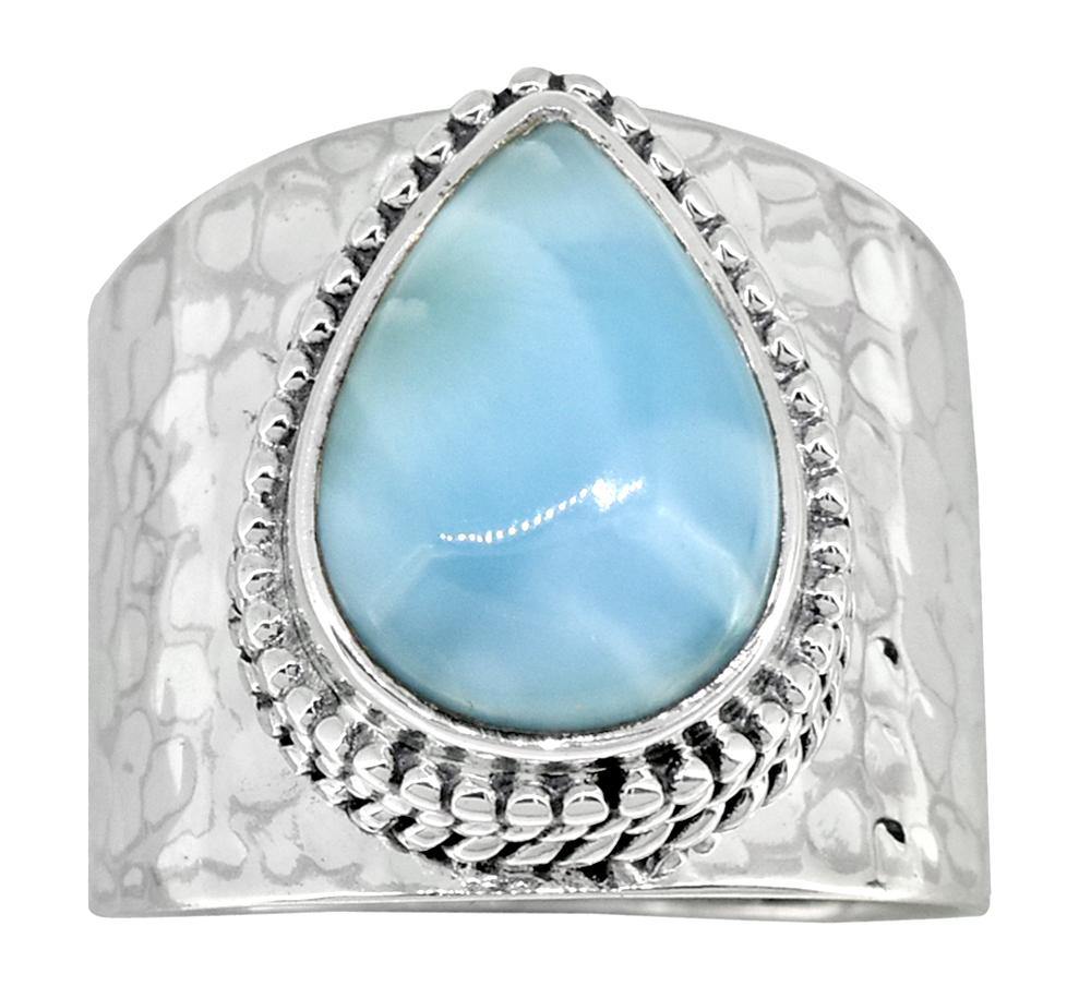 Natural Larimar Ring Solid 925 Sterling Silver Gemstone Jewelry - YoTreasure