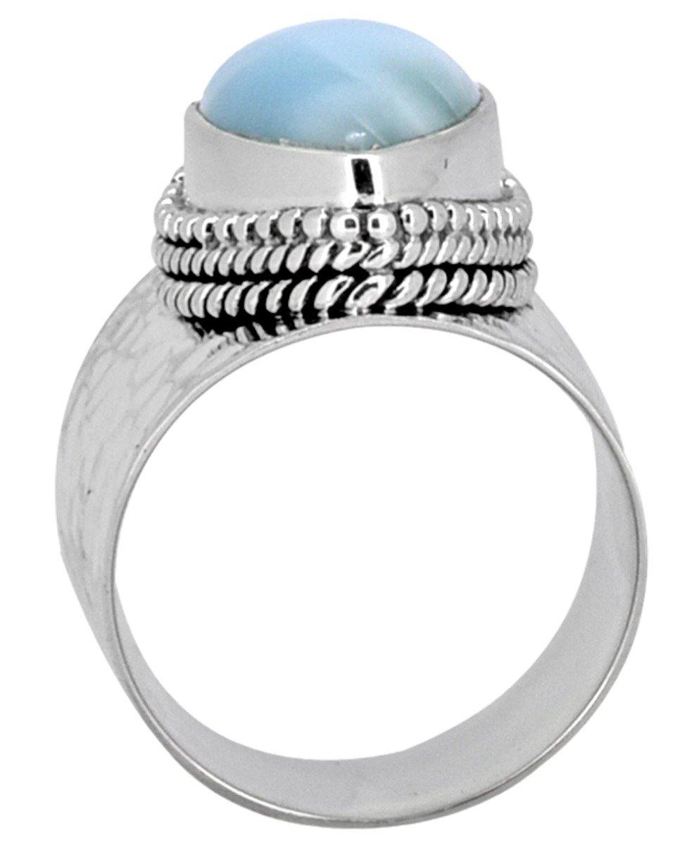 Natural Larimar Ring Solid 925 Sterling Silver Gemstone Jewelry - YoTreasure