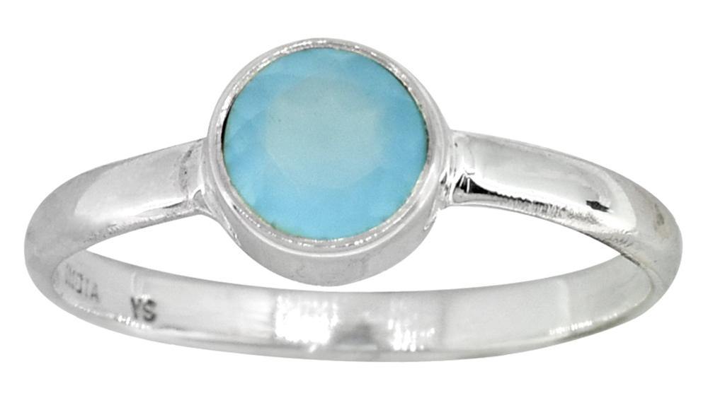Blue Chalcedony Solid 925 Sterling Silver Ring Jewelry - YoTreasure