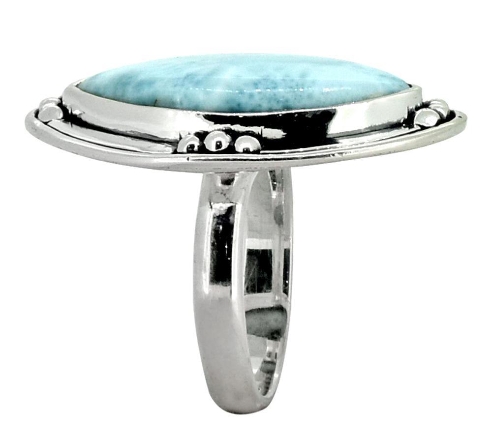 Natural Larimar Solid 925 Sterling Silver Ring Jewelry - YoTreasure