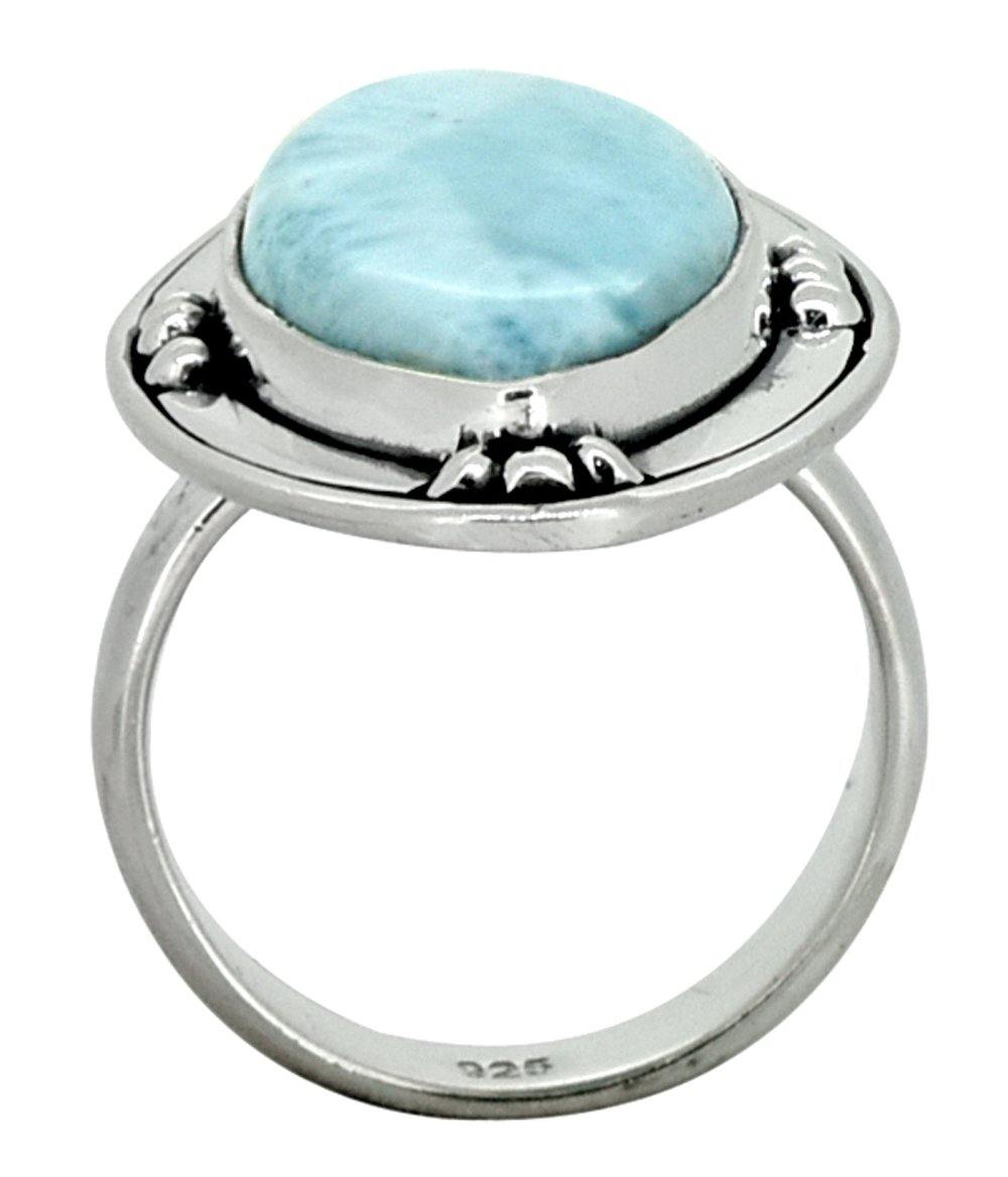 Natural Larimar Solid 925 Sterling Silver Ring Jewelry - YoTreasure