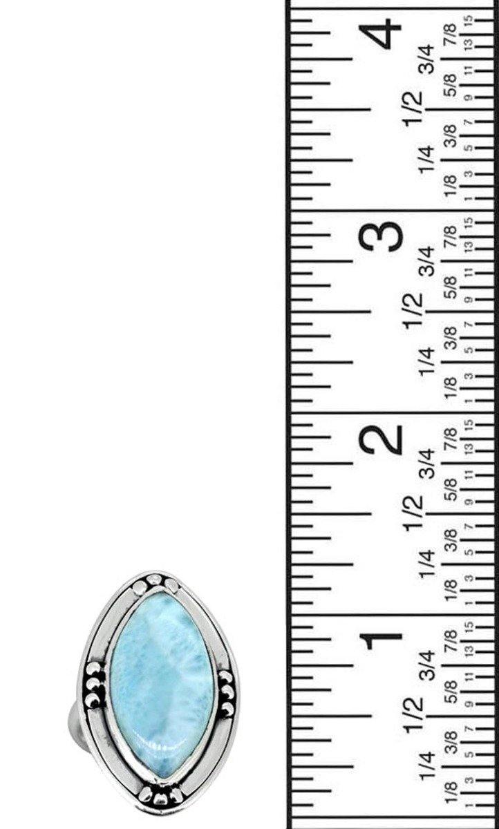 Natural Larimar Solid 925 Sterling Silver Ring Jewelry - YoTreasure