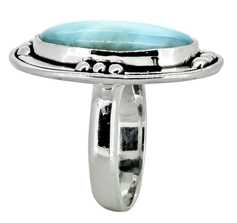 Natural Larimar Ring Solid 925 Sterling Silver Gemstone Jewelry - YoTreasure