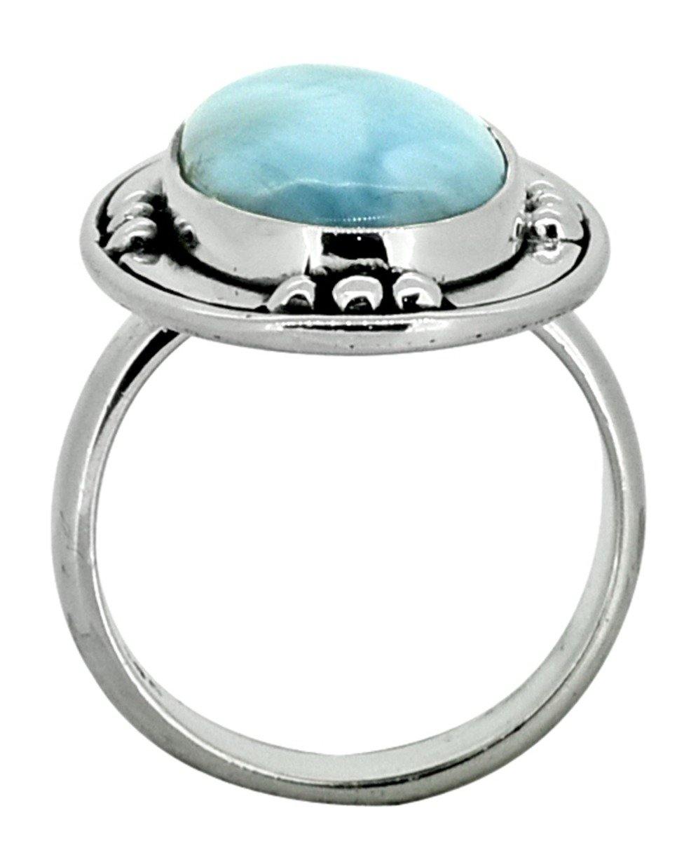 Natural Larimar Ring Solid 925 Sterling Silver Gemstone Jewelry - YoTreasure