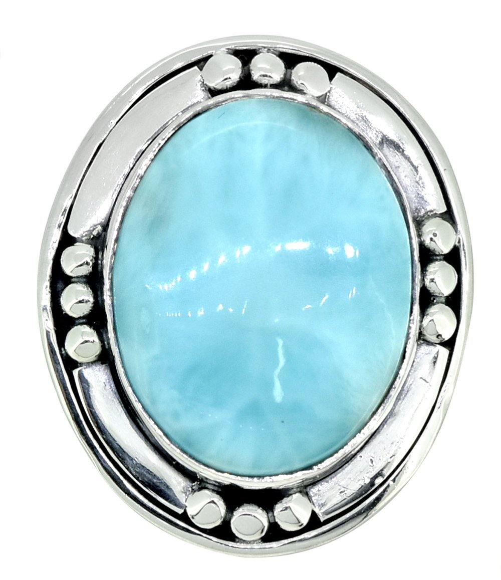 Larimar Ring Solid 925 Sterling Silver Gemstone Jewelry - YoTreasure