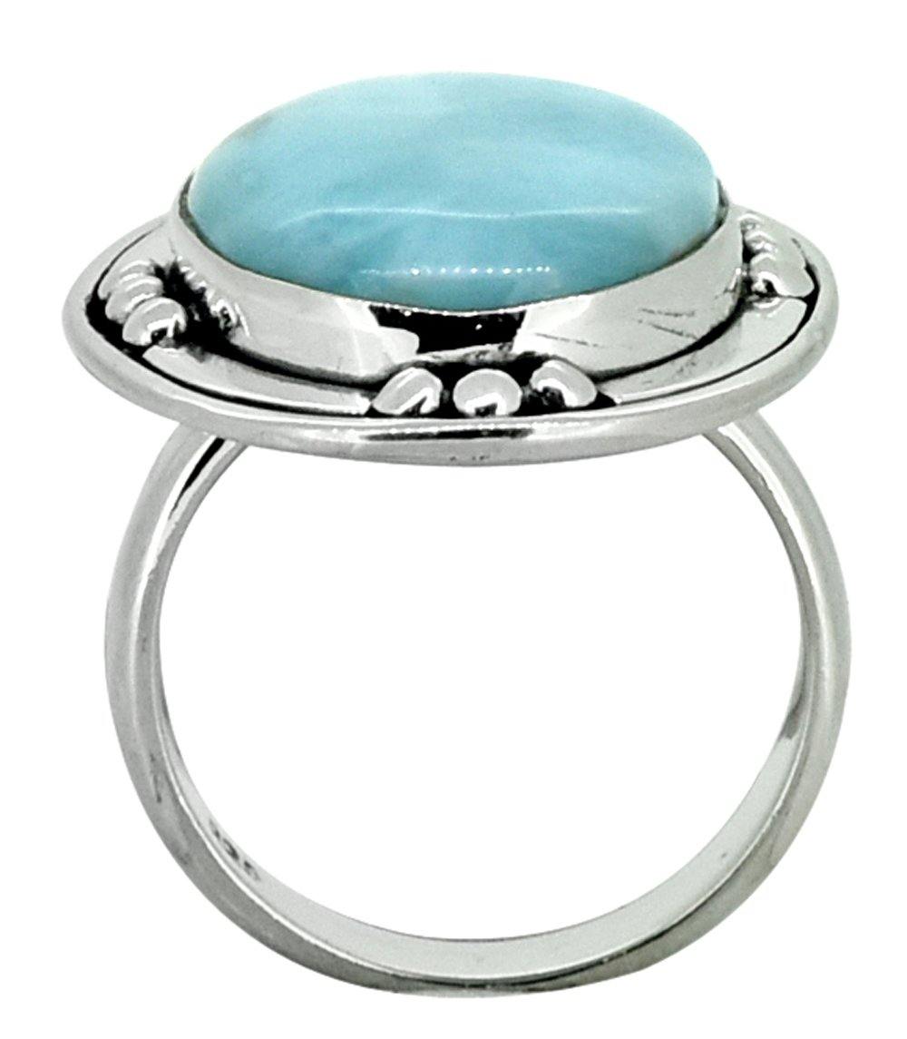 Larimar Ring Solid 925 Sterling Silver Gemstone Jewelry - YoTreasure