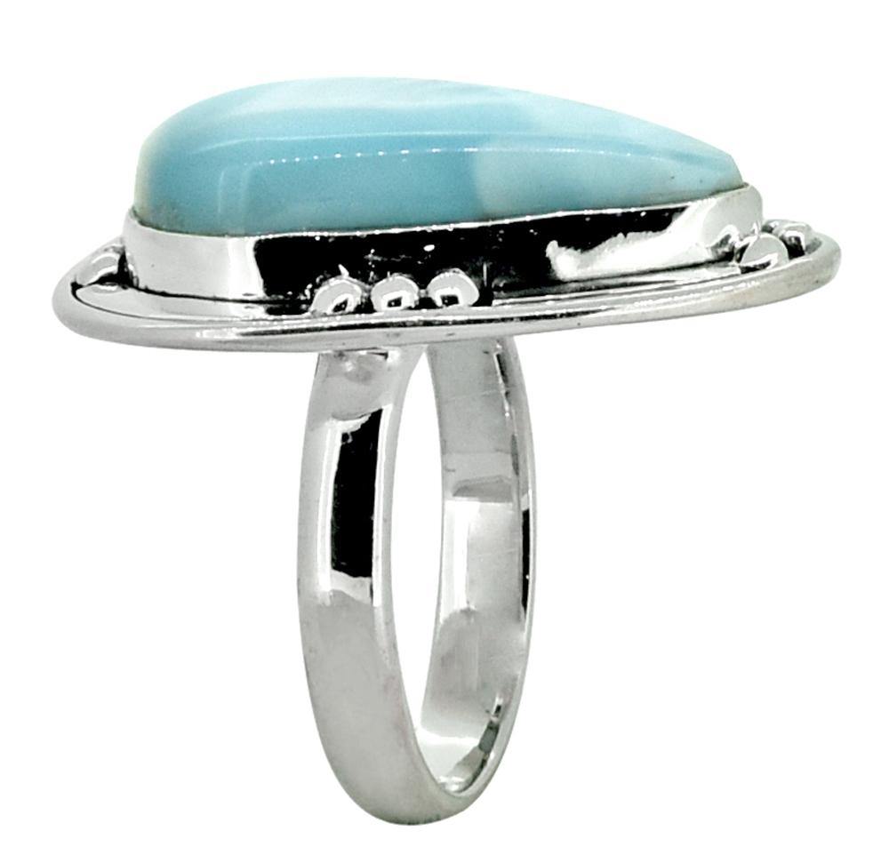 Natural Larimar Ring Solid 925 Sterling Silver Jewelry - YoTreasure