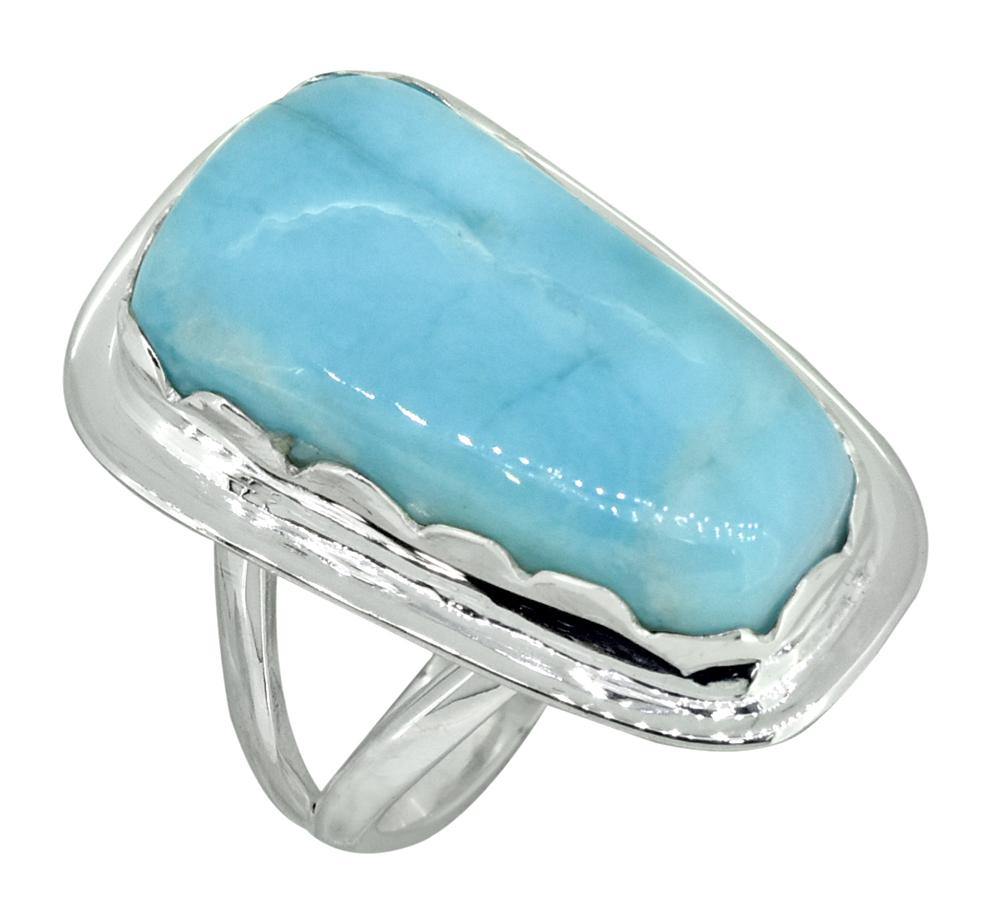 Natural Larimar Ring Solid 925 Sterling Silver  Jewelry - YoTreasure
