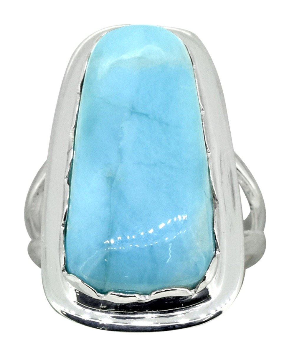 Natural Larimar Ring Solid 925 Sterling Silver  Jewelry - YoTreasure