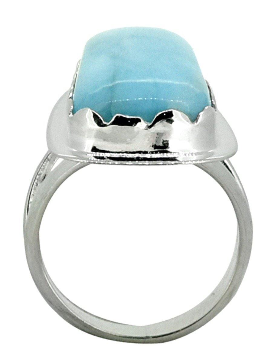 Natural Larimar Ring Solid 925 Sterling Silver  Jewelry - YoTreasure