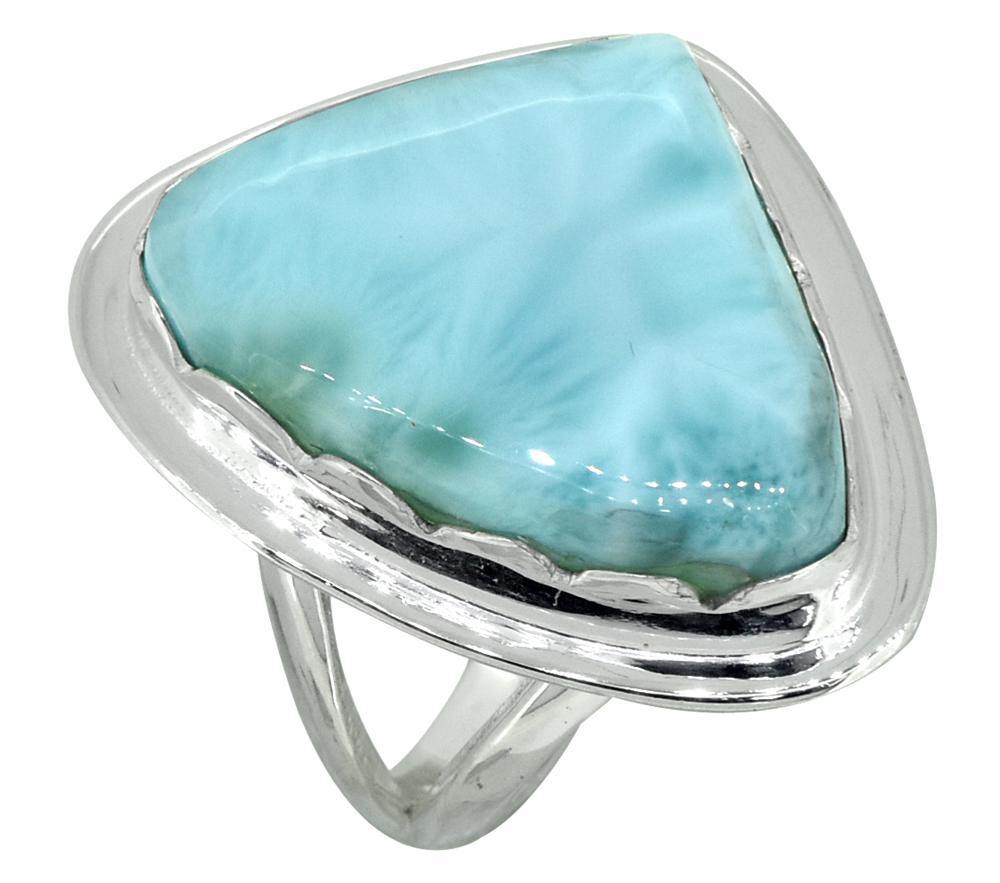 Natural Larimar Ring Solid 925 Sterling Silver Gemstone Jewelry - YoTreasure