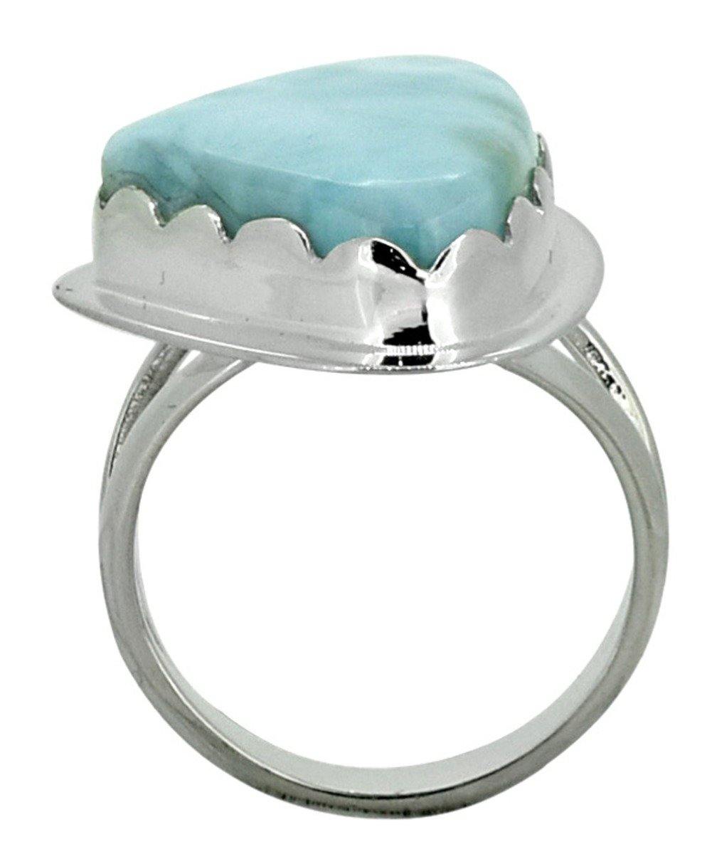 Natural Larimar Ring Solid 925 Sterling Silver Gemstone Jewelry - YoTreasure