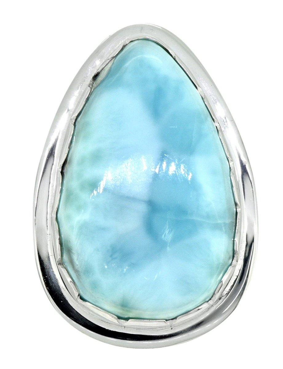 Natural Larimar Ring Solid 925 Sterling Silver Jewelry - YoTreasure