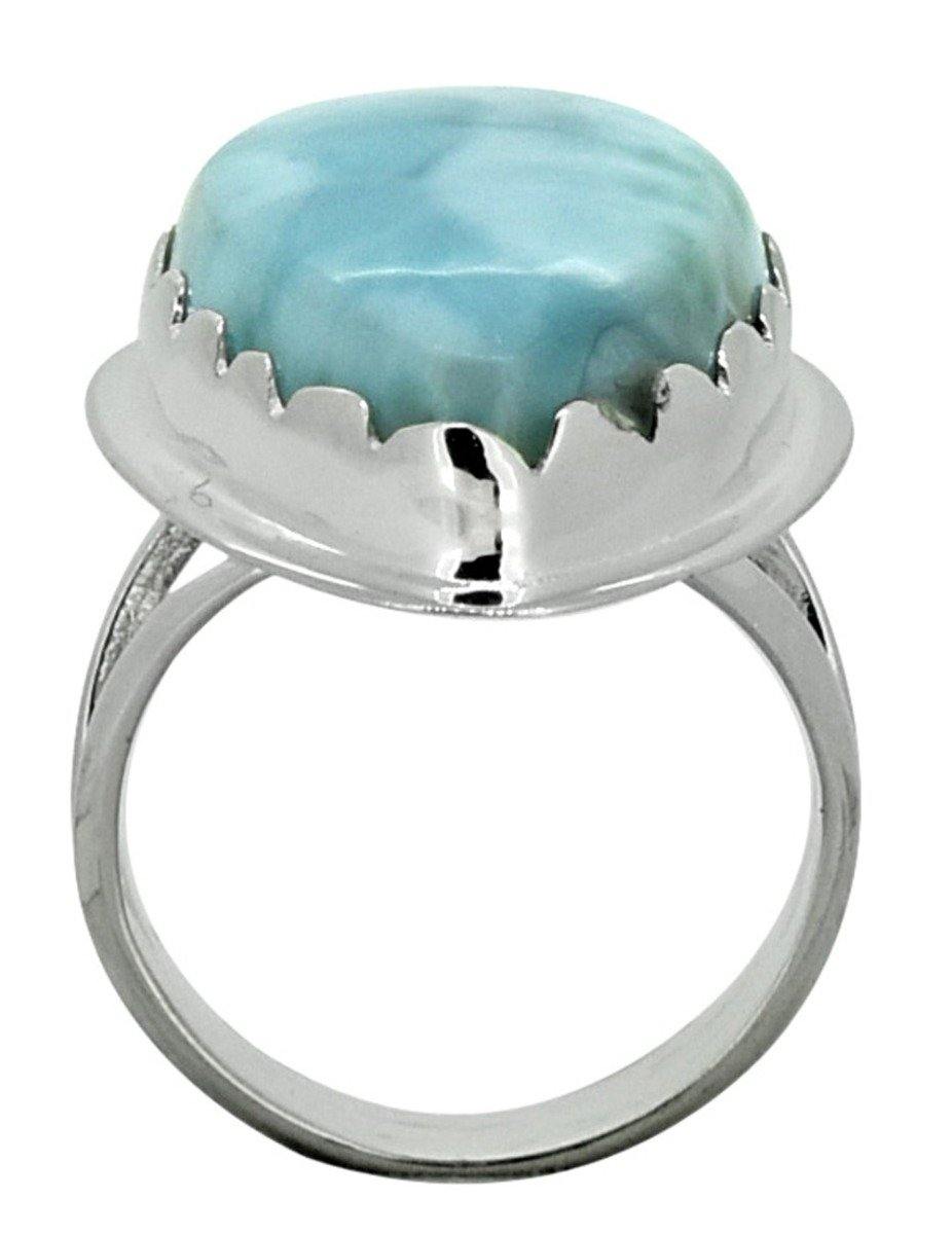 Natural Larimar Ring Solid 925 Sterling Silver Jewelry - YoTreasure