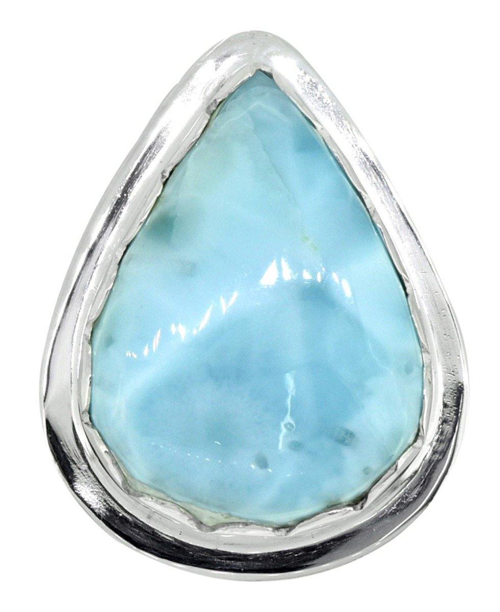 Natural Larimar Solid 925 Sterling Silver Ring Jewelry - YoTreasure