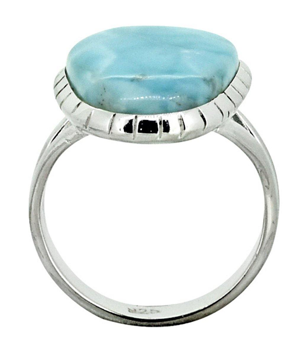 Blue Larimar Ring Solid 925 Sterling Silver Jewelry - YoTreasure