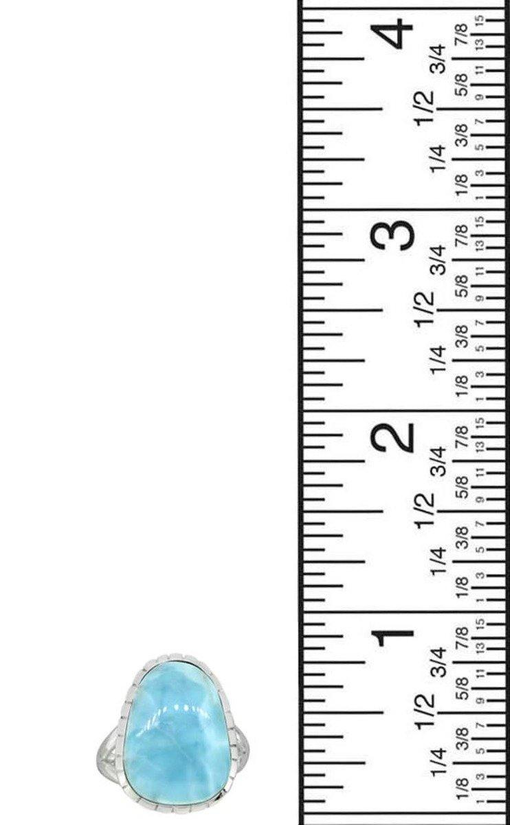 Blue Larimar Ring Solid 925 Sterling Silver Jewelry - YoTreasure