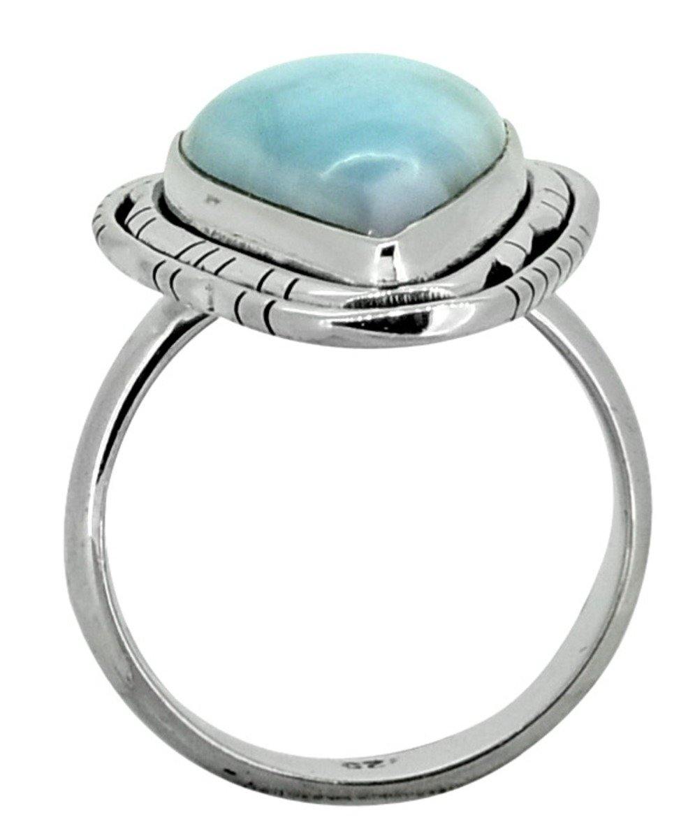 Natural Larimar Solid 925 Sterling Silver Ring Jewelry - YoTreasure